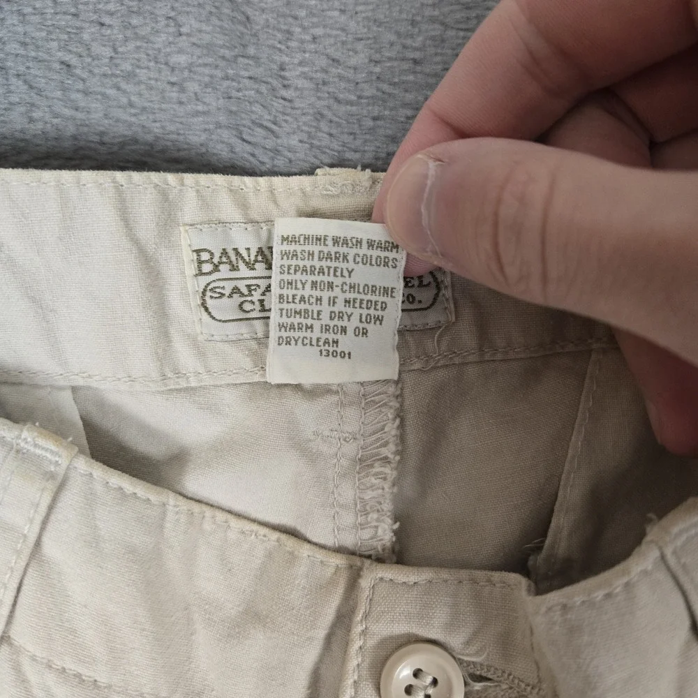 VTG Banana Republic Safari Travel Co Cargo Shorts Mens 33 Khaki Cotton 90s